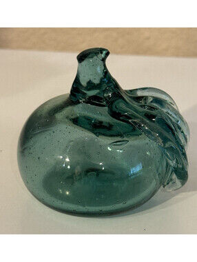 Blue Art Glass Pumpkin 3 in L x 3 in H
